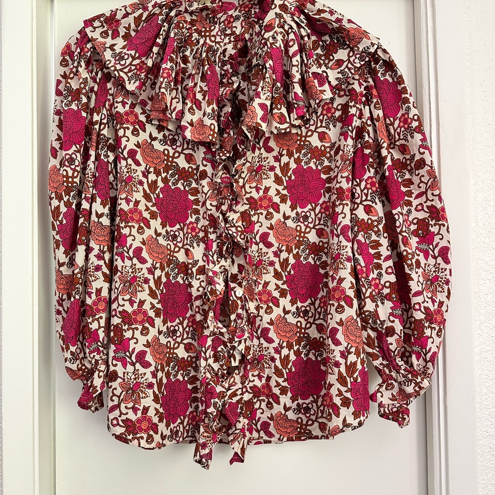 Mille top Ruffle Collar Blouse - Pink